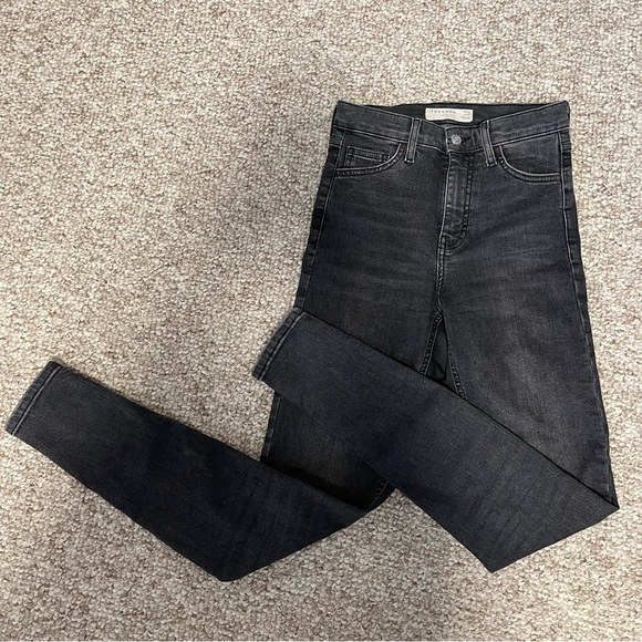 Topshop Jamie Skinny High Rise Jeans Dark Grey/Washed Black - W26 L34 - Picture 3 of 6